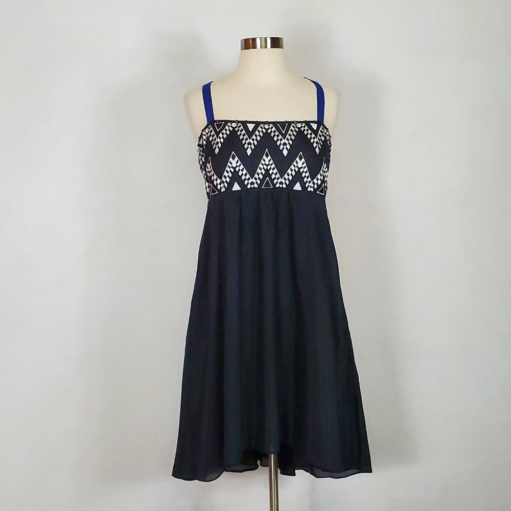 ANTHROPOLOGIE Leifnotes Exposed Back Embroidered Strappy Dress 12 EUC